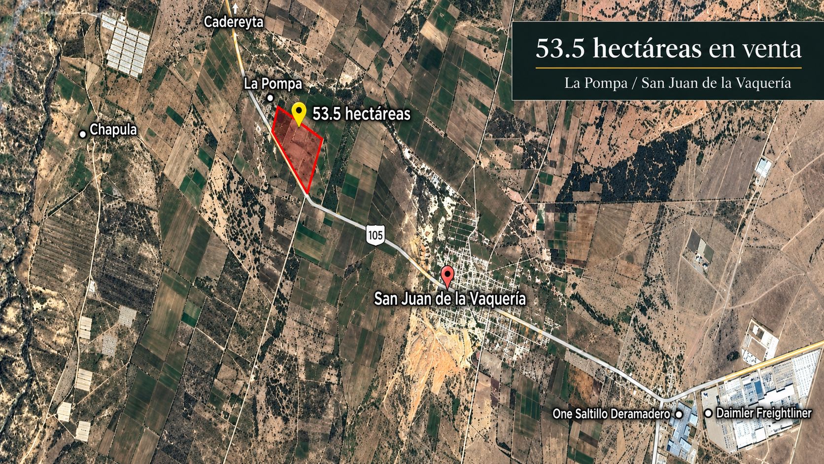 Terreno Industrial  en venta| Derramadero| 53.5 ha.